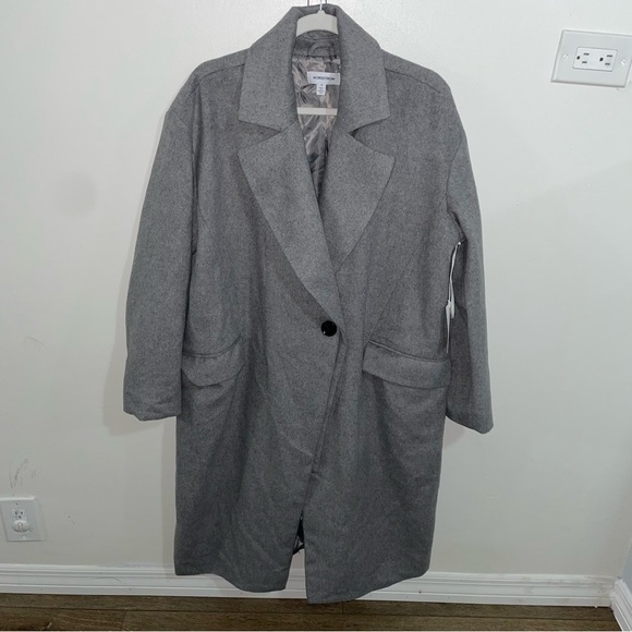 Nordstrom NWT Light Heather Shawl Collar Long Coat Grey Sz 1X